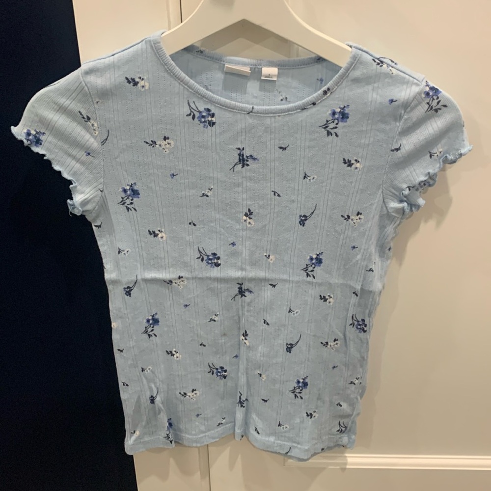 Girls GAP floral blue shirt size L